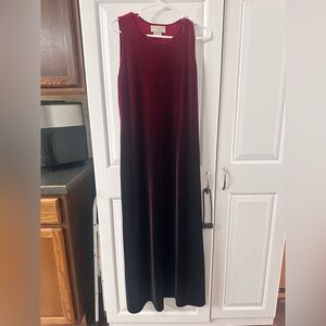 Elegant Red and Black Sleeveless Maxi Dress Velvet Sparkle